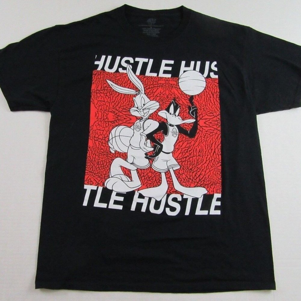 SPACE JAM Hustle Basketball Bugs Bunny Daffy Duck Looney Tunes T Shirt Size L​